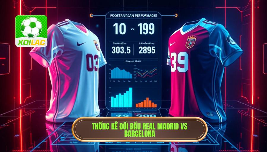Bảng thống kê ví dụ về thành tích đối đầu giữa Real Madrid và Barcelona Bảng thống kê ví dụ về thành tích đối đầu giữa Real Madrid và Barcelona